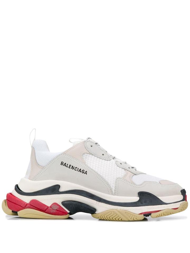 Balenciaga W Triple S Tricolour Sole Sneakers - White