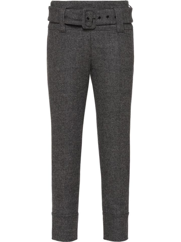 Prada Slim-fit Belted Trousers - Grey