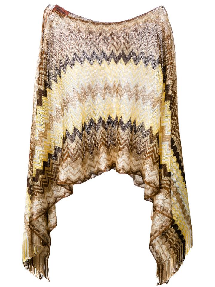 M Missoni Cropped Knitted Poncho, Women's, Nude/neutrals, Viscose/polyamide/polyester