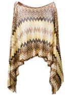 M Missoni Cropped Knitted Poncho, Women's, Nude/neutrals, Viscose/polyamide/polyester