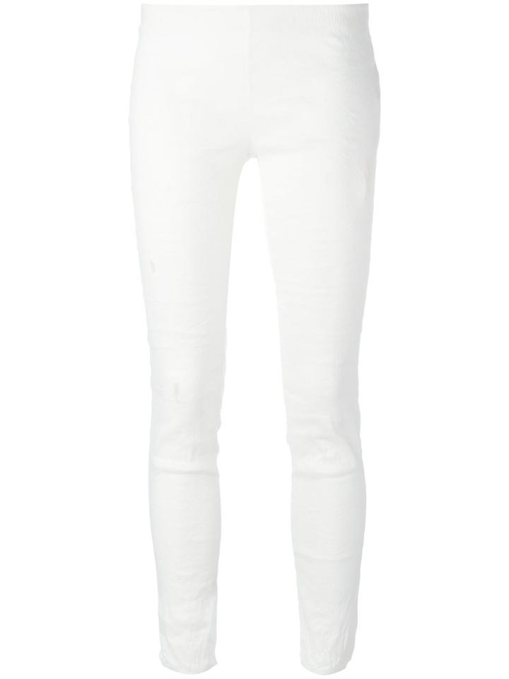 Uma Wang - Textured Leggings - Women - Linen/flax/elastodiene/nylon - S, White, Linen/flax/elastodiene/nylon