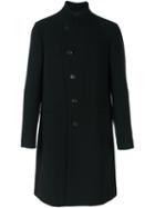 Armani Collezioni Off-centre Button Coat, Men's, Size: 50, Black, Spandex/elastane/cupro/virgin Wool