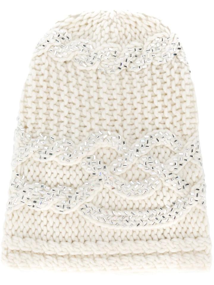 Ermanno Scervino Embellished Beanie - Neutrals