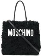 Moschino Medium Textured Logo Tote - Black