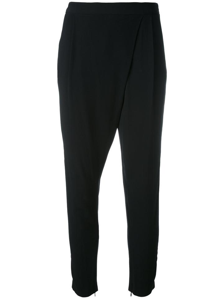 Eleventy - Wrap Drop-crotch Cropped Trousers - Women - Spandex/elastane/viscose - 42, Black, Spandex/elastane/viscose