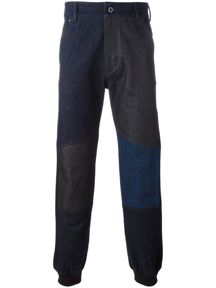 Diesel Black Gold Patchwork Gathered Ankle Trousers, Men's, Size: Medium, Blue, Cotton