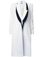 Alexander Mcqueen Satin Trimmed Blazer-style Coat, Women's, Size: 46, White, Acetate/viscose