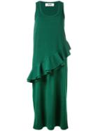Msgm Ruffle Detail Dress, Women's, Size: Small, Green, Cotton