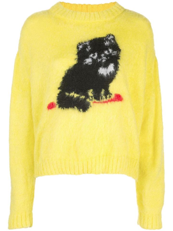 Ashley Williams Cat Embroidered Sweater - Yellow