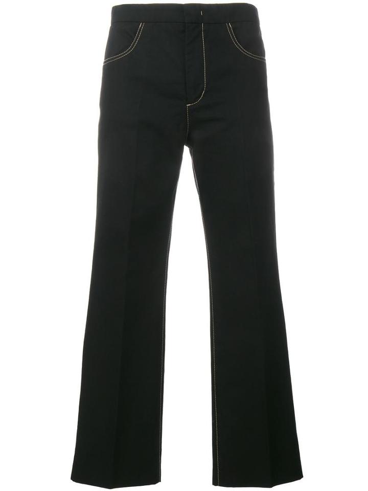 No21 Contrast Stitch Trousers, Women's, Size: 38, Black, Cotton/linen/flax