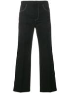 No21 Contrast Stitch Trousers, Women's, Size: 38, Black, Cotton/linen/flax