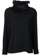 Co Pleated Collar Shirt, Women's, Size: Medium, Black, Triacetate/polyester