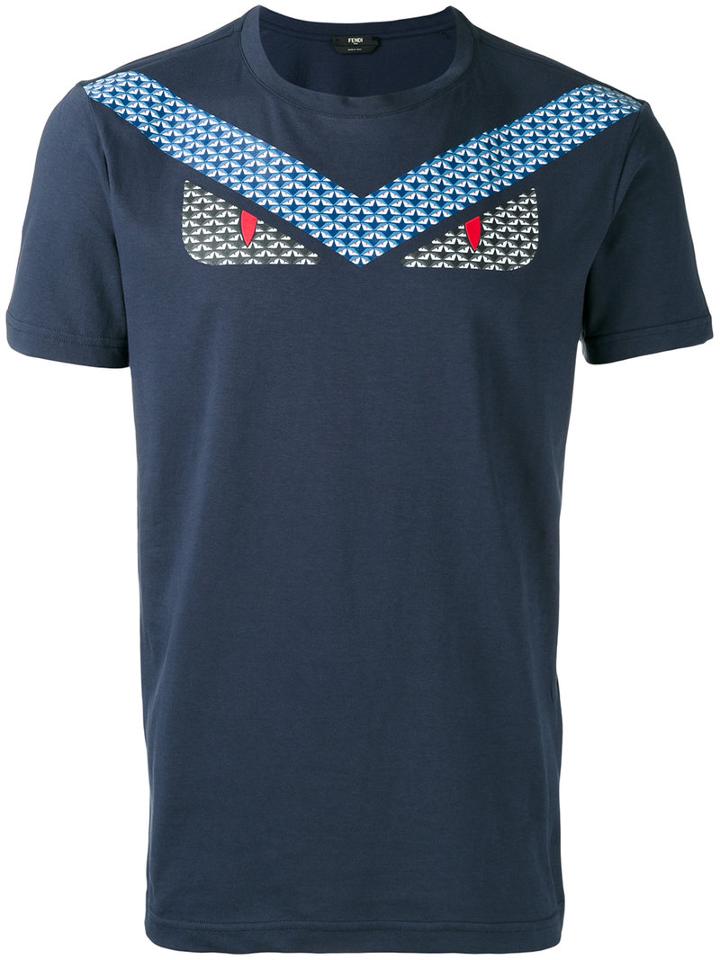 Fendi Bag Bugs Print T-shirt, Men's, Size: 50, Black, Cotton