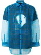 Raf Simons Oversized Transparent Check Shirt - Blue