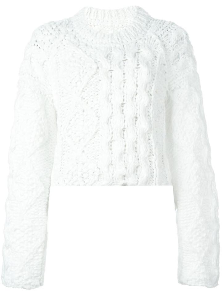 Maison Margiela Cable Knit Sweater, Women's, Size: Small, White, Polyamide