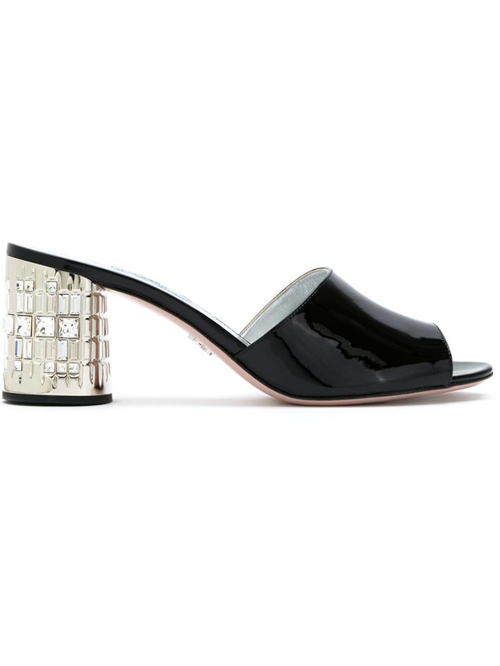Prada Open Toe Mules - Black