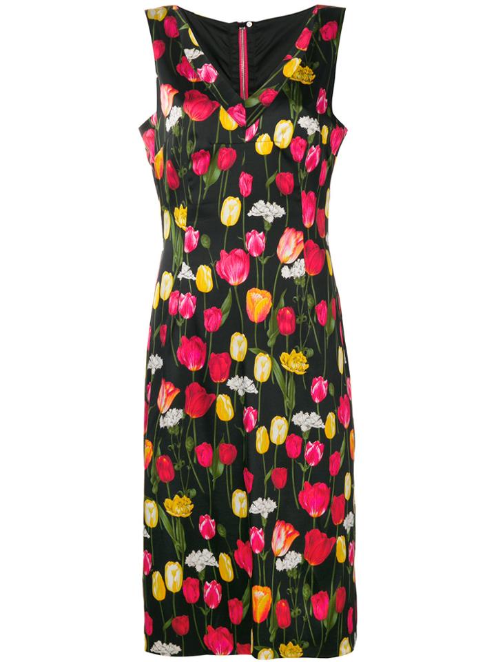 Dolce & Gabbana Vintage Floral Print Mid-length Dress - Black