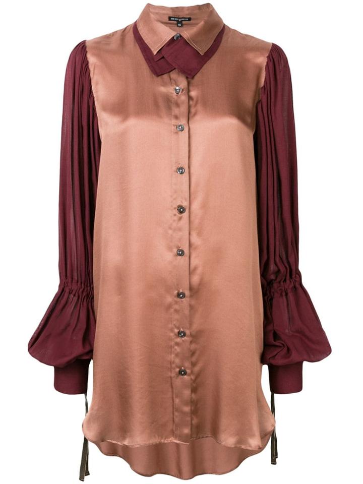Ann Demeulemeester Long Two-tone Blouse - Neutrals