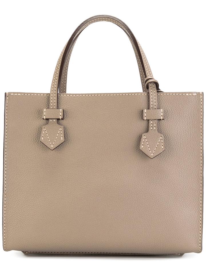 Moreau Checked Trim Tote Bag, Women's, Nude/neutrals, Calf Leather/goat Skin