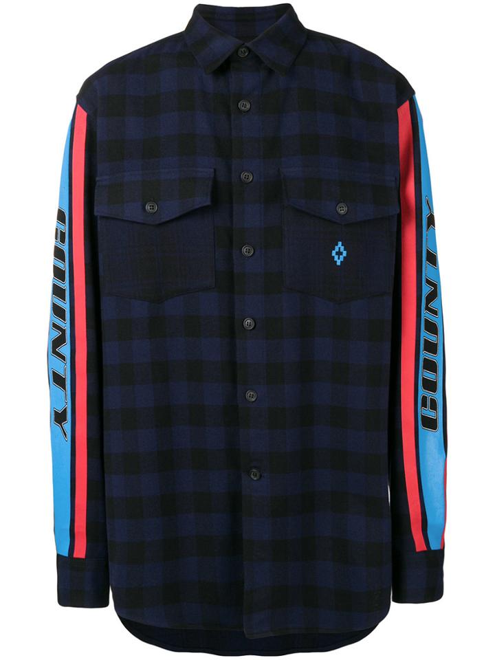 Marcelo Burlon County Of Milan Button Front Logo Printed Sleeve Shirt