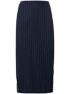 Victoria Beckham Striped Pencil Skirt, Women's, Size: 12, Blue, Wool