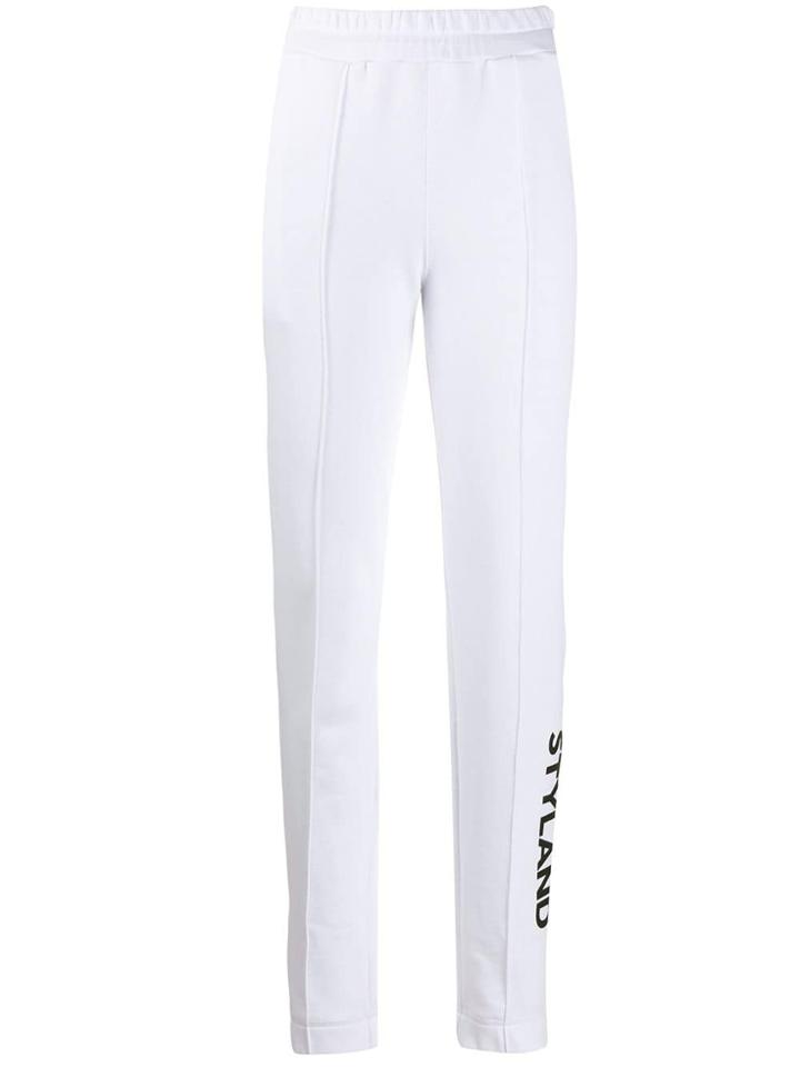 Styland Logo Print Track Trousers - White