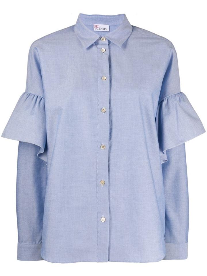 Red Valentino Ruffled Sleeve Shirt - Blue