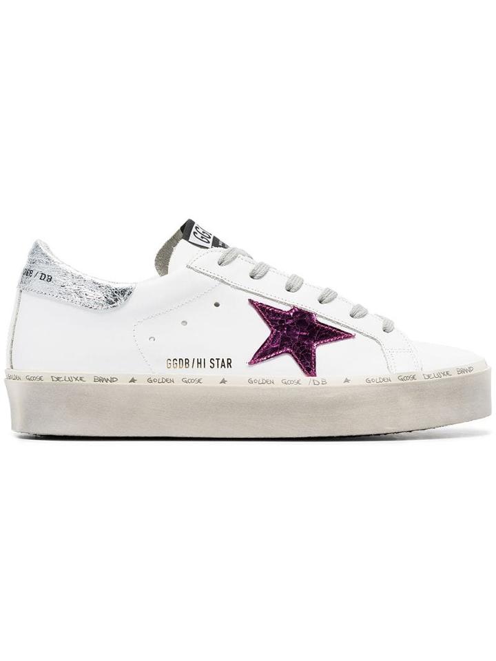 Golden Goose Doodle Star Embellished Leather Sneakers - White