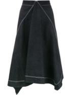 Marni Asymmetric Denim Midi Skirt, Women's, Size: 42, Blue, Cotton