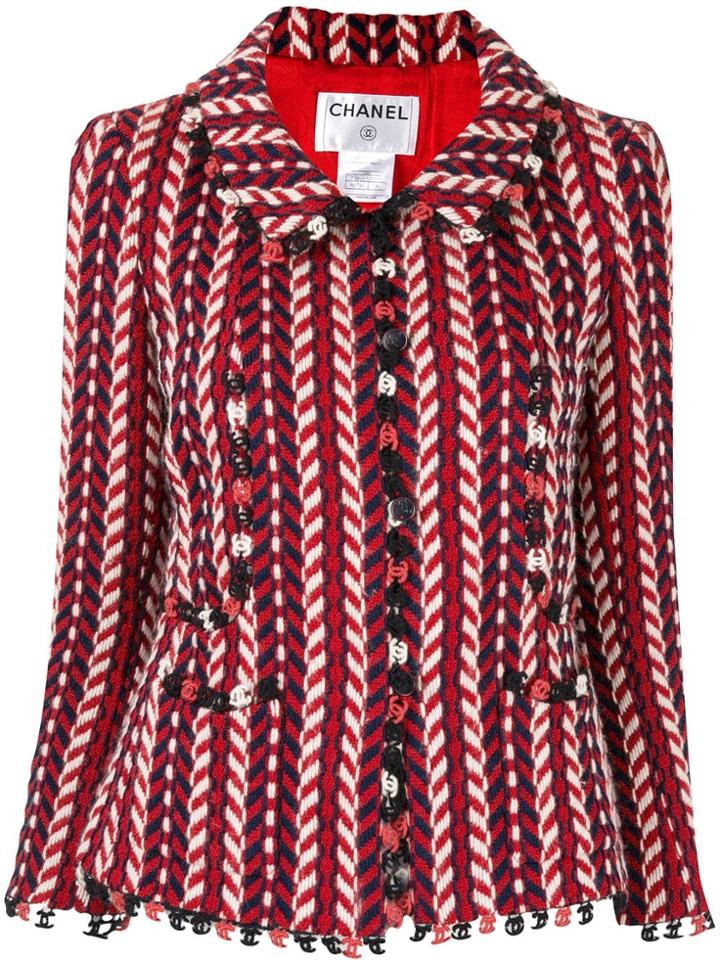 Chanel Pre-owned Chevron Pattern Jacket - Red