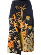 No21 Floral Print Wrap Skirt, Women's, Size: 42, Black, Cupro/viscose
