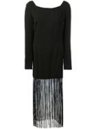 Dolce & Gabbana Vintage Fringed Dress, Women's, Size: 42, Black