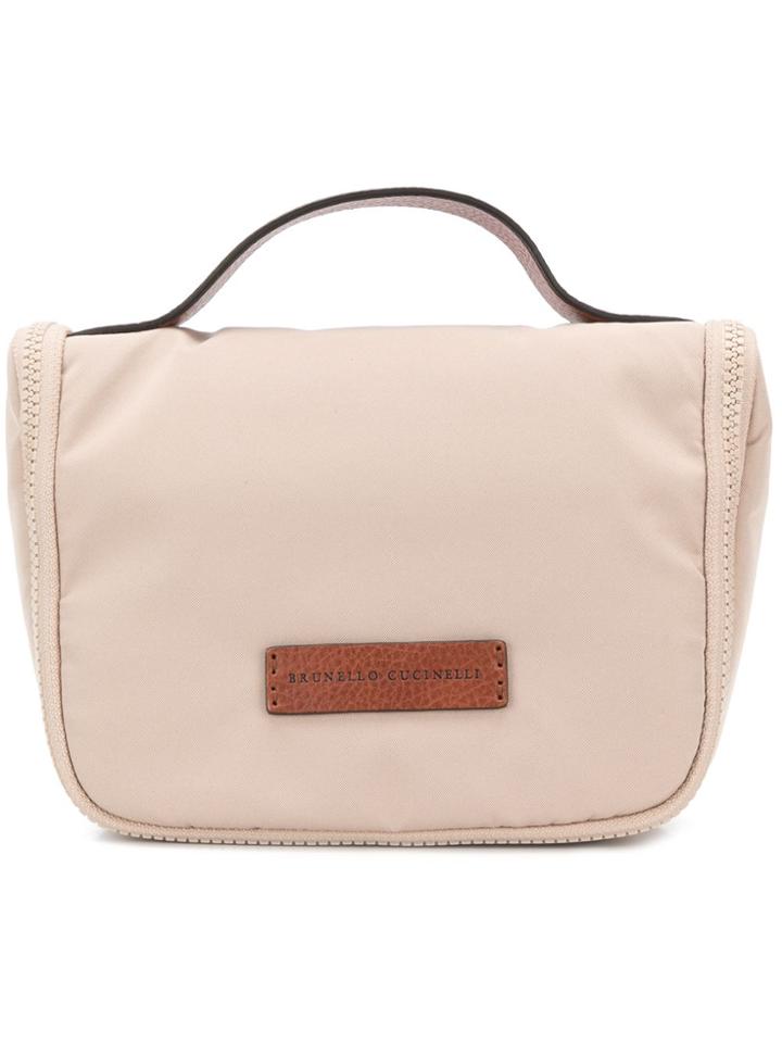 Brunello Cucinelli Logo Patch Wash Bag - Neutrals