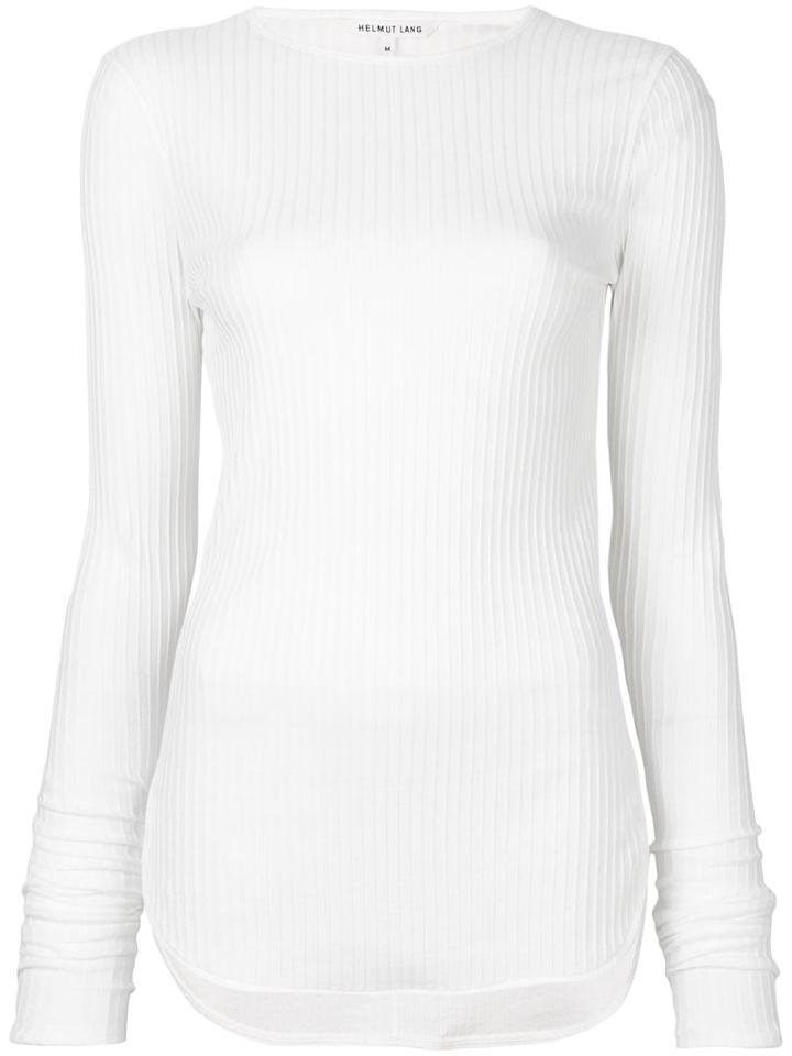 Helmut Lang - Ribbed Long Sleeve Top - Women - Cotton - L, White, Cotton