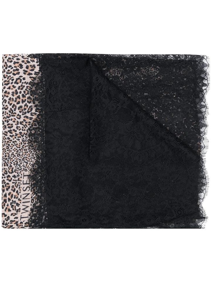 Twin-set Mixed Fabric Scarf - Black