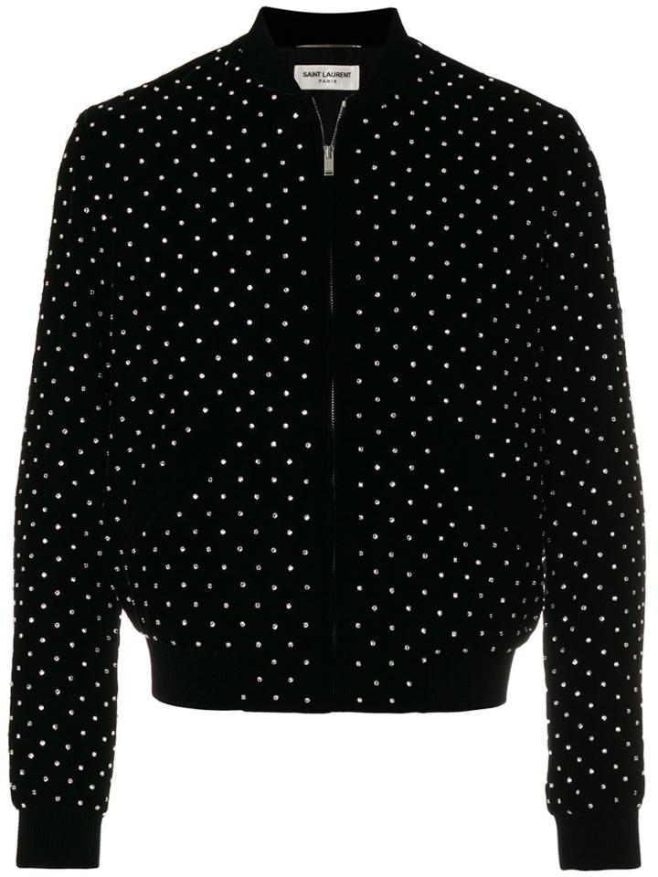 Saint Laurent Studded Bomber Jacket - Black