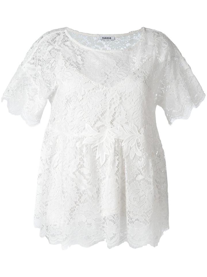 P.a.r.o.s.h. Embroidered Lace Blouse, Women's, White, Polyester/viscose/cotton/polyamide