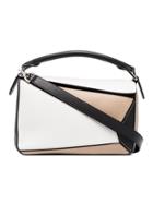 Loewe White, Beige And Black Puzzle Small Leather Shoulder Bag -