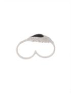 Elise Dray Diamond Double Finger Ring, Women's, Size: 55, Metallic