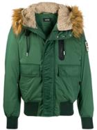 Diesel Faux-fur Hood Padded Jacket - Green