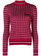 Fendi Check Knitted Sweater - Red