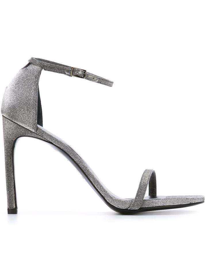 Stuart Weitzman Nudistsong Sandals, Women's, Size: 38, Grey, Leather/pvc