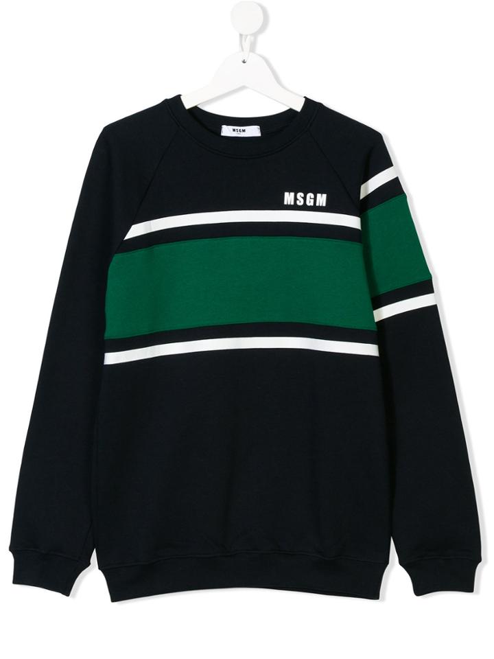 Msgm Kids Teen Block Stripe Sweatshirt - Blue