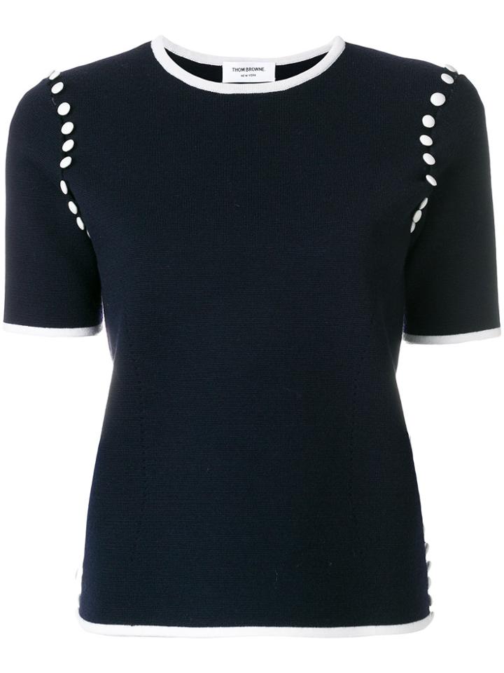 Thom Browne Bridal Button Merino Tee - Blue