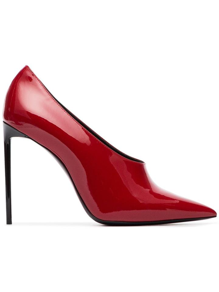 Saint Laurent Teddy 105 Patent Leather Pumps - Red