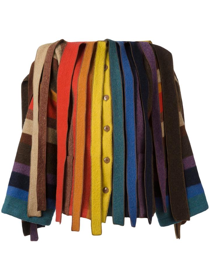 Jc De Castelbajac Vintage Rainbow Stripe Fringed Jacket - Multicolour