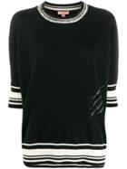 Ermanno Scervino Cashmere Striped Trim Top - Black