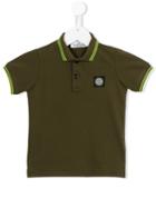 Stone Island Kids Striped Trim Polo Shirt, Boy's, Size: 12 Yrs, Green