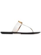 Gucci Marmont Flat Leather Sandals - White