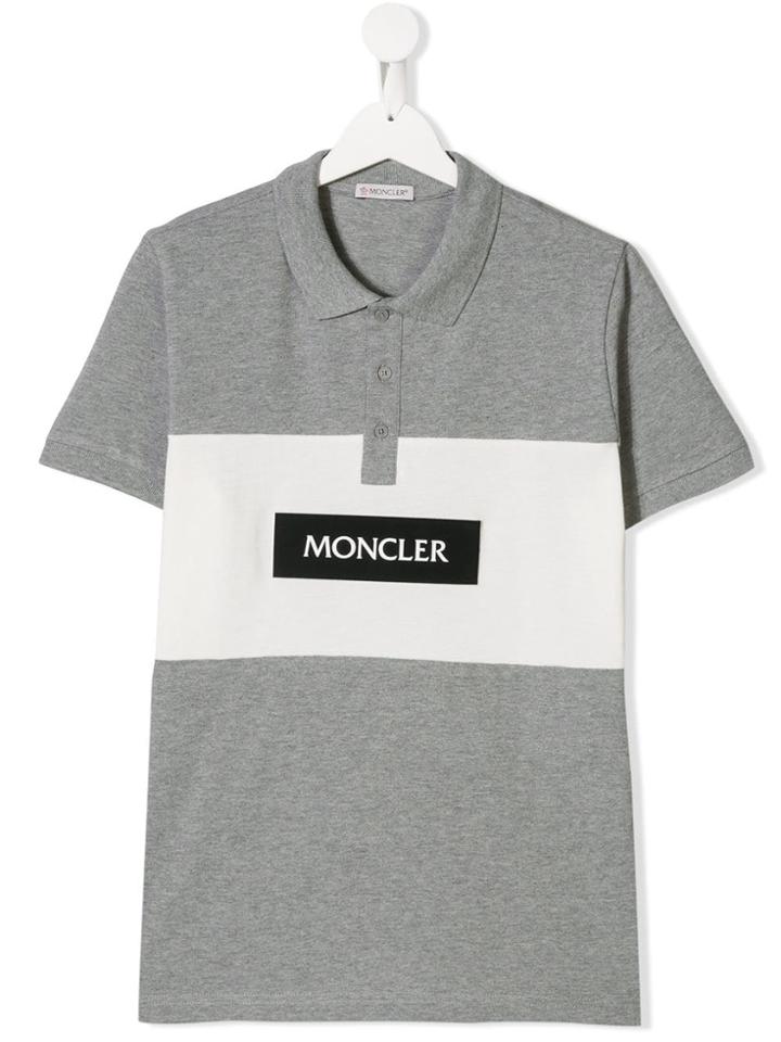 Moncler Kids Teen Logo Print Polo Shirt - Grey